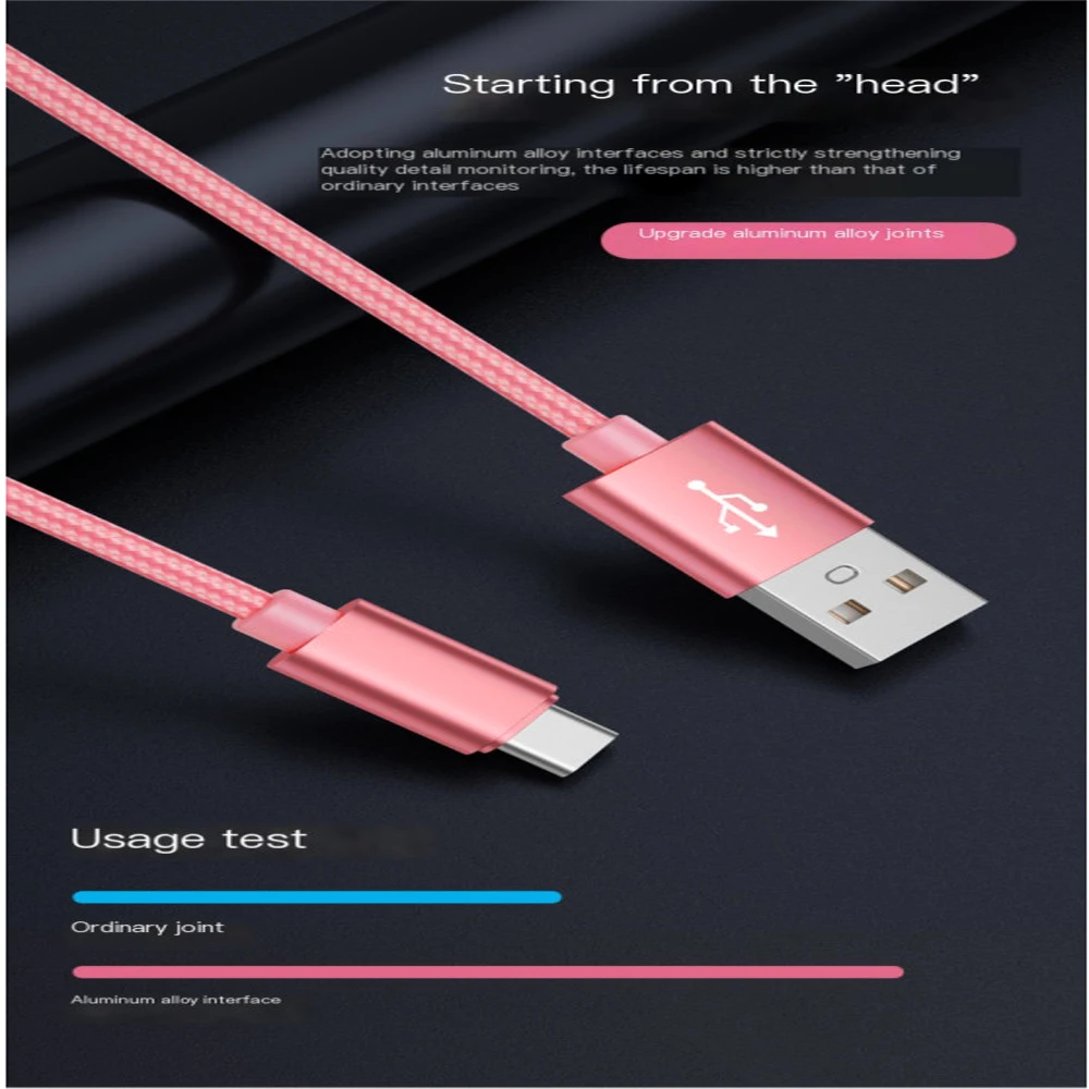 Multi Colored Nylon Braided Data Cable 3A Suitable For Android Samsung Type C Fast Charging Cable USB Device Mobile Phone Charge