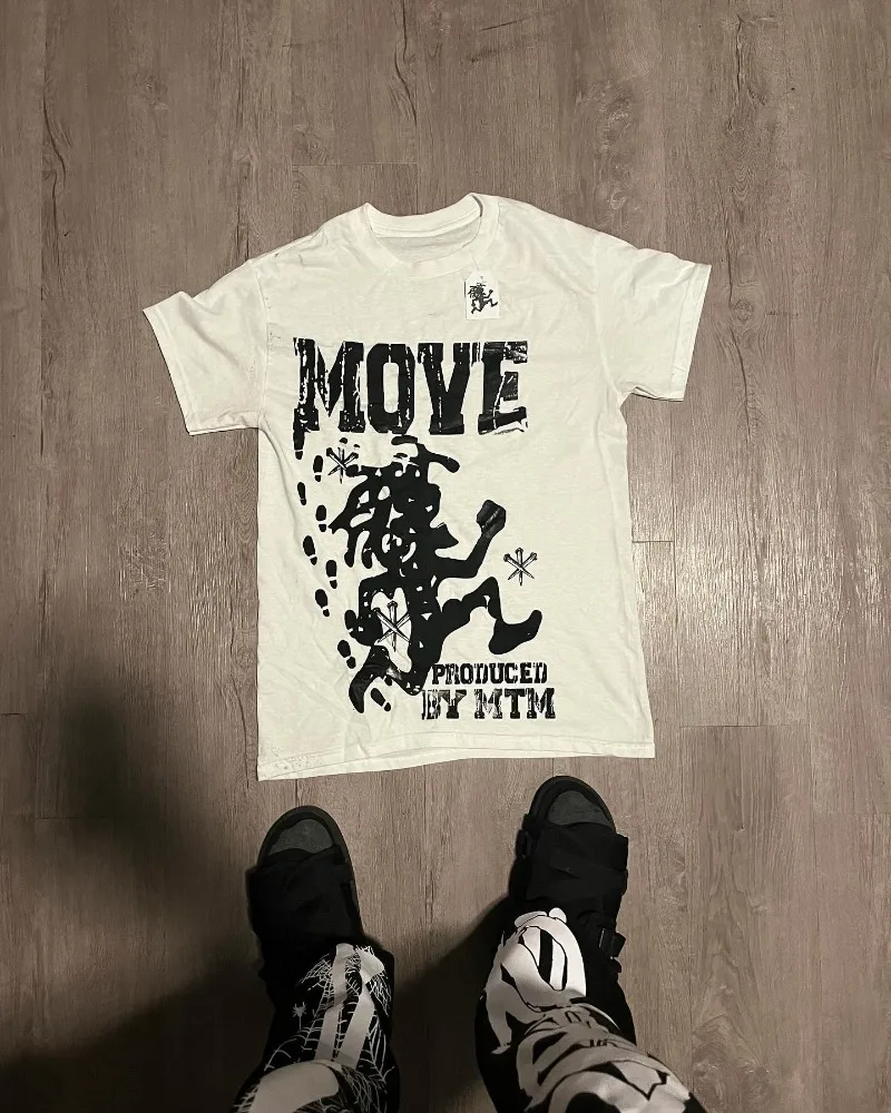 

Street Retro Trend Letters Portrait Sports Print Short Sleeve T-shirt Men Y2k Harajuku Fashion Casual Loose Oversized Shirt