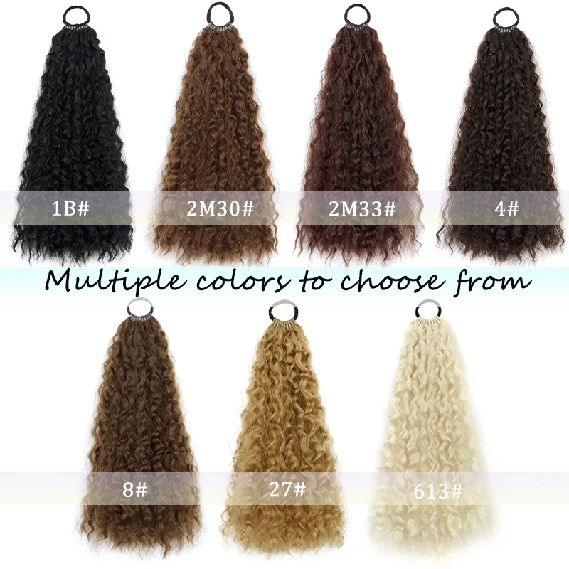 شعر مستعار 18 بوصة ذيل حصان اصطناعي طويل مجعد مع حبل شعر مرن وصلات شعر عصرية للاستخدام اليومي إكسسوارات شعر للحفلات #2