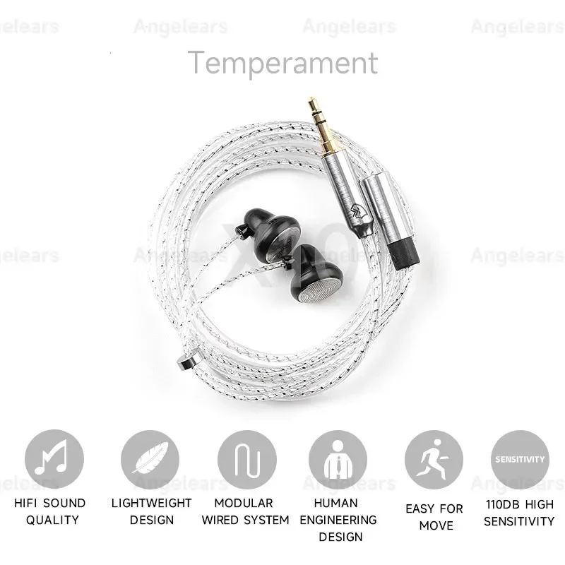 Temperament X10 In-ear Earphones, 16mm Wired HIFI Flat Head Earphones, Sport Gaming Flat Earbuds