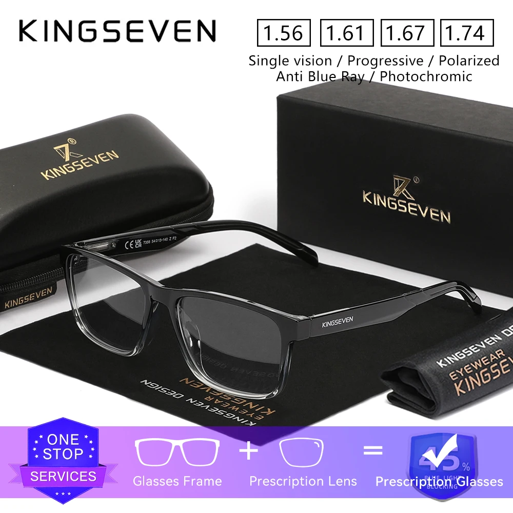 

KINGSEVEN модные анти-синие оптические линзы очки по рецепту близорукость дальнозоркость модные студенческие мужские/женские очки для чтения
