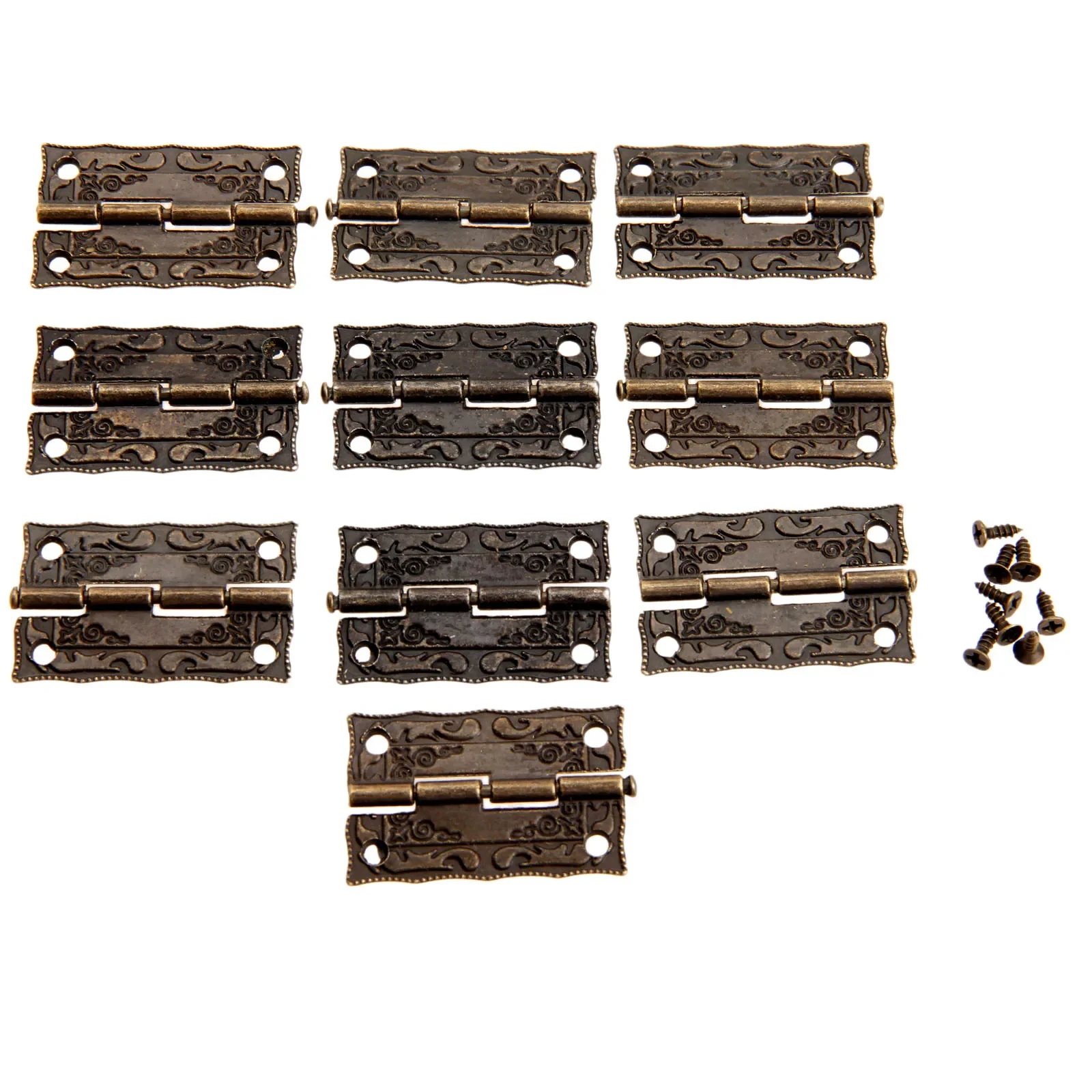 10pcs Antique Bronze Cabinet Door Hinge for DIY Box Furniture Hinges With Screws 4 Holes Home Accessory 36*23mm