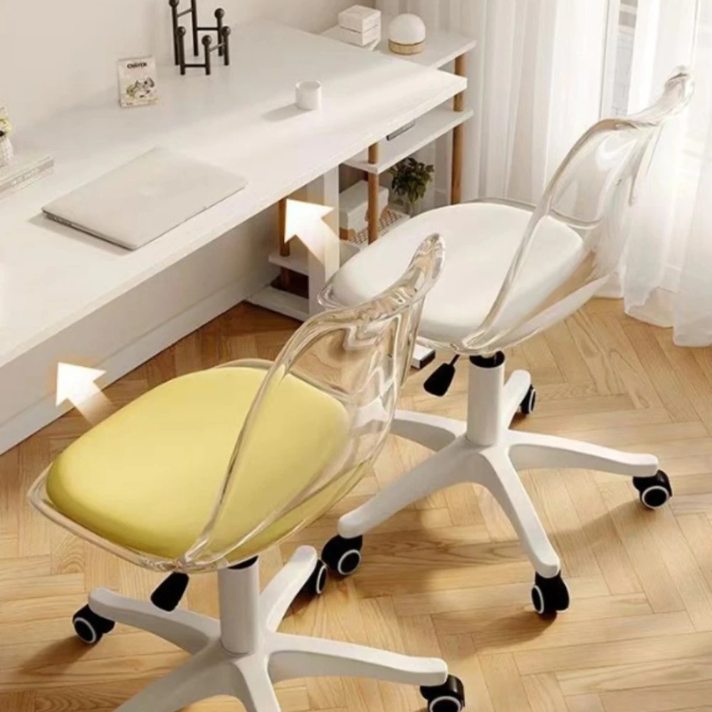 

Rotating Computer Chair Dressing Transparent Plastics Elevated Move Rotating Chair Writing Desk Home Bedroom Desk Office Chair
