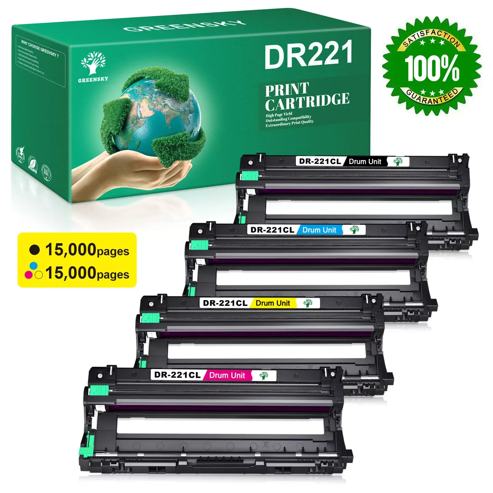 4Pcs DR221CL DR221 Drum Unit for Brother HL3170CW MFC-9130CW DCP-9020CDW Printer