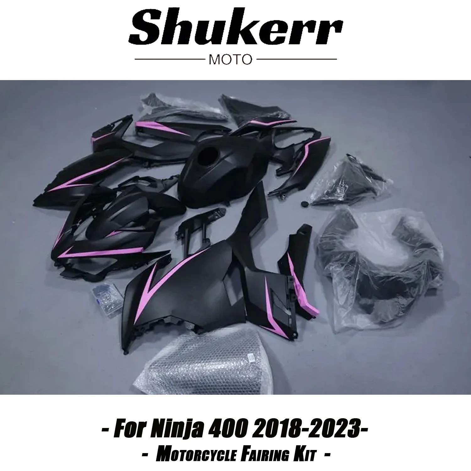 

Black Pink Abs Plastics Fairings Kit Set Fit for Kawasaki Ninja400 Ex Ninja 400 2018 2019 2020 2021 2022 2023 Ex400