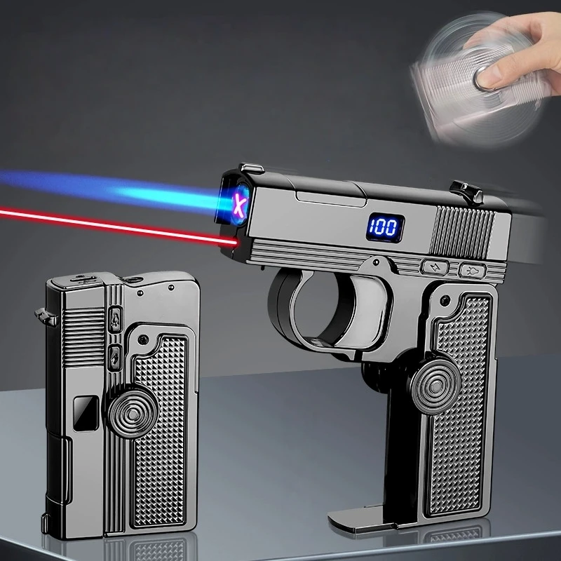 

Multi Functional Folding Rotating Gas Electric Dual-use Laser Lighter New Metal Windproof Inflatable Lighter Men's Smoking Gift
