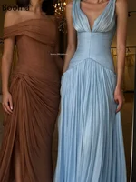 Booma A-Line Women Prom Formal Gowns for Women Pleat Evening Dress Dresses Sleeveless V-Neck Floor-Length Customized 4