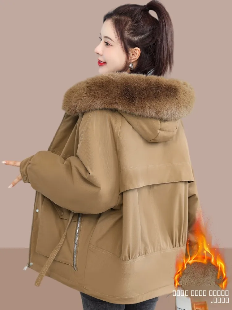 

Женская утепленная хлопковая куртка-парка с флисовой подкладкой, повседневная, в корейском стиле, прямого кроя, с длинными рукавами, на молнии