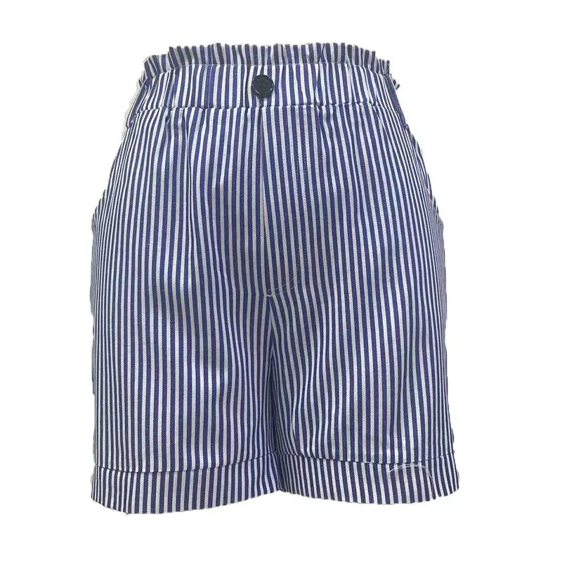 New summer casual pocket striped casual shorts women's wear