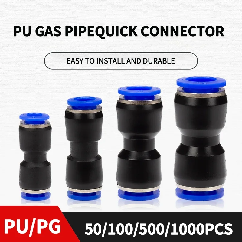 

Free shipping 50/100/1000Pcs PU straight through quick trachea connector pneumatic PU-04-06-08-10-12 mm PG