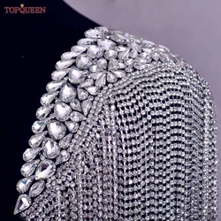 TOPCLS-EEN éventuelles 48 Diamonds Tassels Initiated Patches, Strass Perlé Fringe Clothes, Couture Applique, Epaulettes Embellissement pour Femme