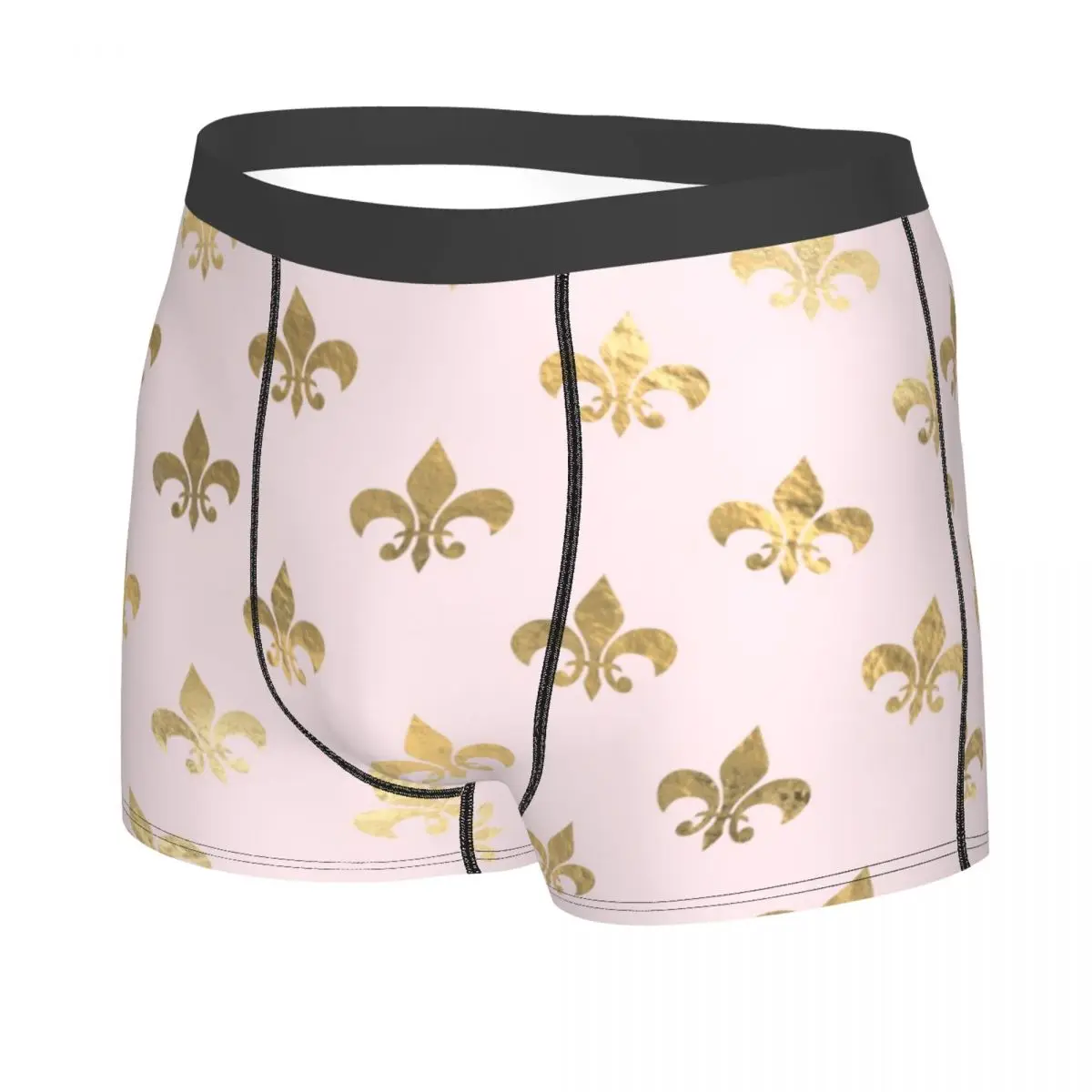 Custom Fleur De Lis Design On A Pink Background Male Printed Luxury Sacred Flower Boxer Shorts Panties Briefs Soft Underpants