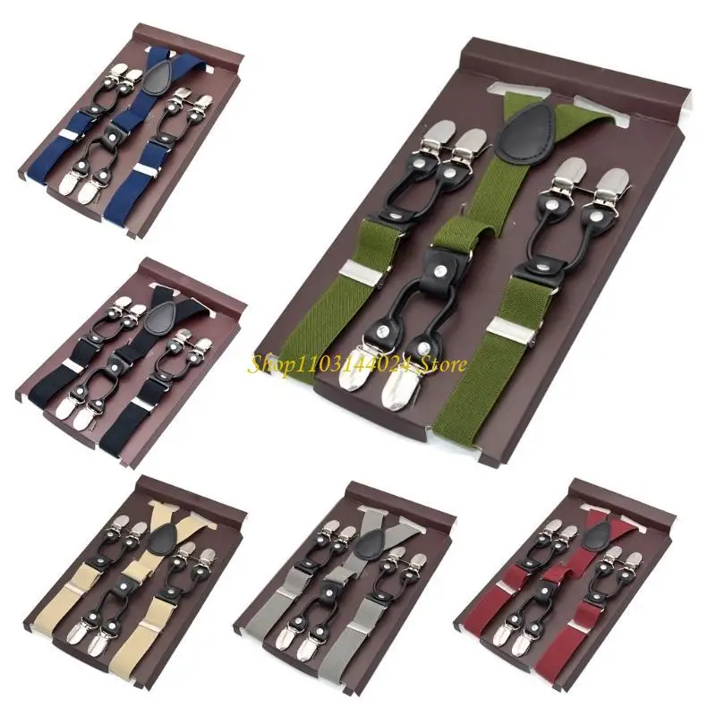 N5ke suspensórios elegantes formato Y, comprimento ajustável, adequado para a maioria mulheres masculinas, 6 clipes