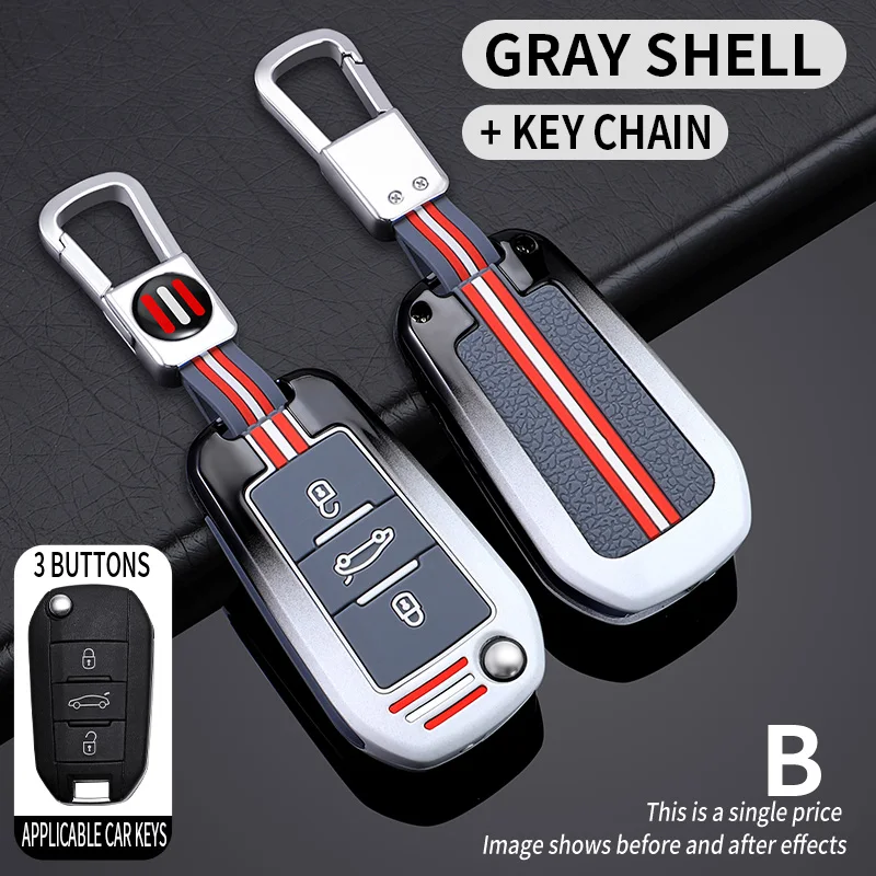 Metal Car Key Cover Fob Case Shell for Peugeot 308 408 508 2008 3008 4008 5008 for Citroen C4 C6 C3-XR Accessories