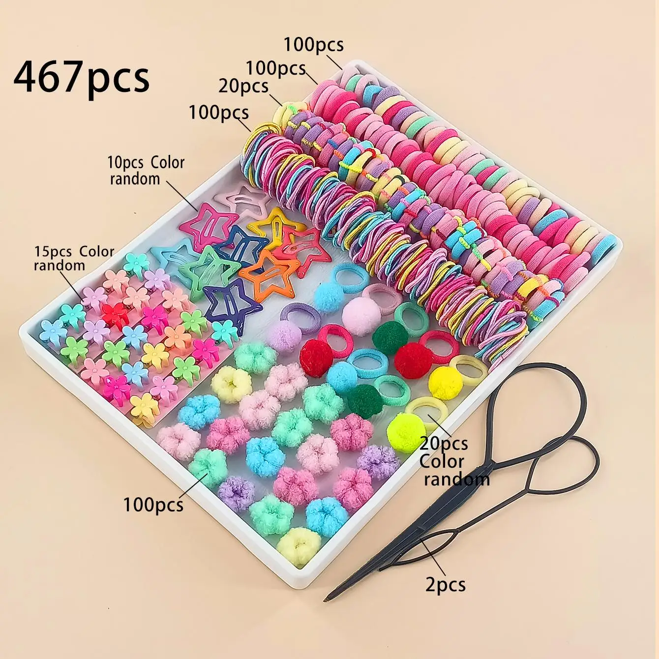 Girl Elastic Hair Bands Hair Pins Claw Clips Ponytail Hold Hair Tie Rubber Bands Scrunchie Hair Accessories Bands set for Girls