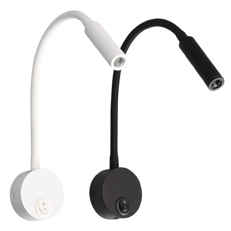 

Modern LED Wall Lamp Flexible Hose 1W 3W Light Silver Bathroom Mirror Study Fixtures Reading Header Luminaire LED Lamps