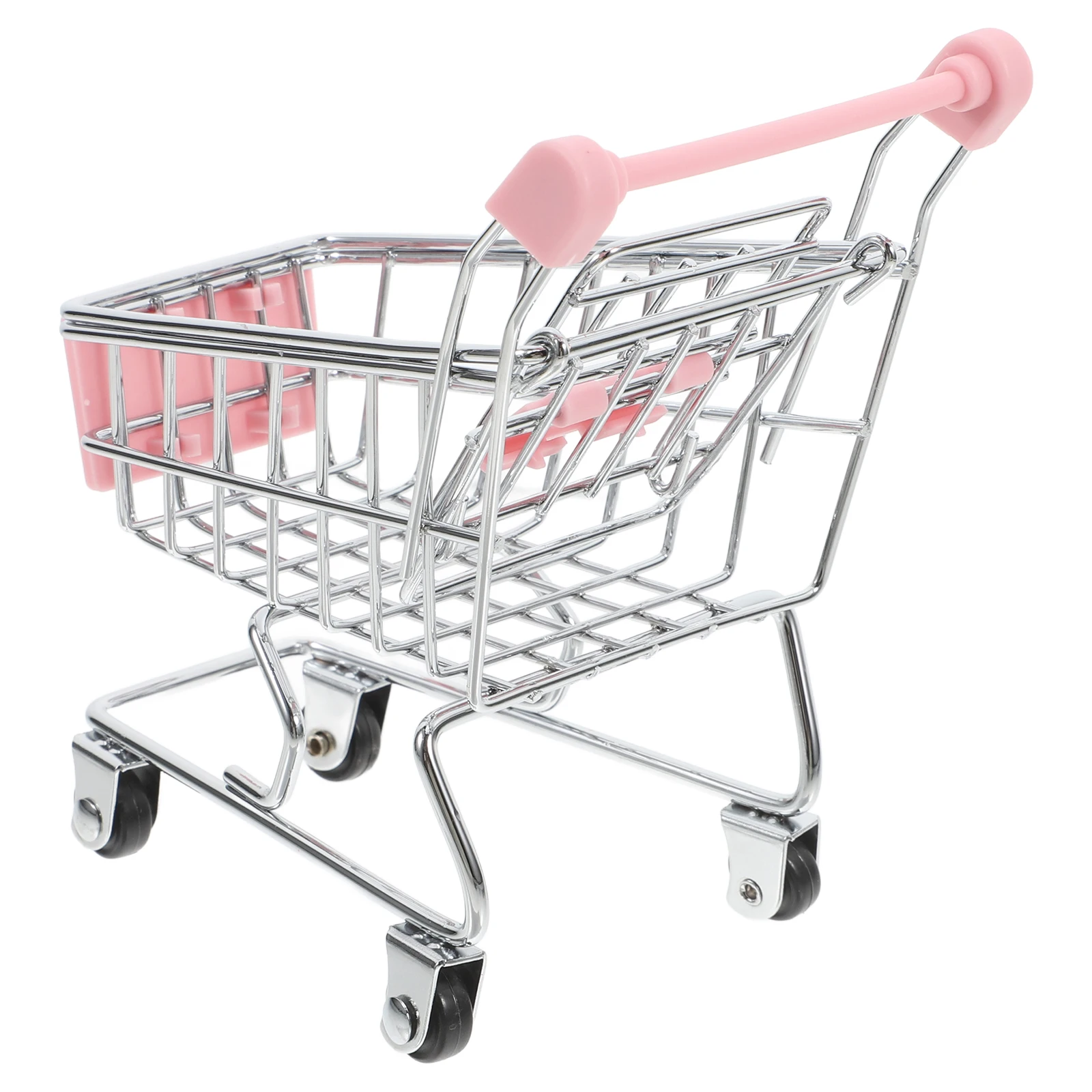 

Shopping Cart Mini Basket Kids Tiny Trolley Miniature Imitated Toy Pink Decor Children's Supermarket