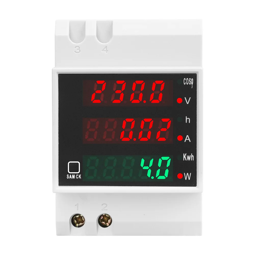 

Din Rail LED Display 3P Rail Digital Display Meter AC 80-300V Show Power Totalisation Time kWh Multifunctional Detection Meter