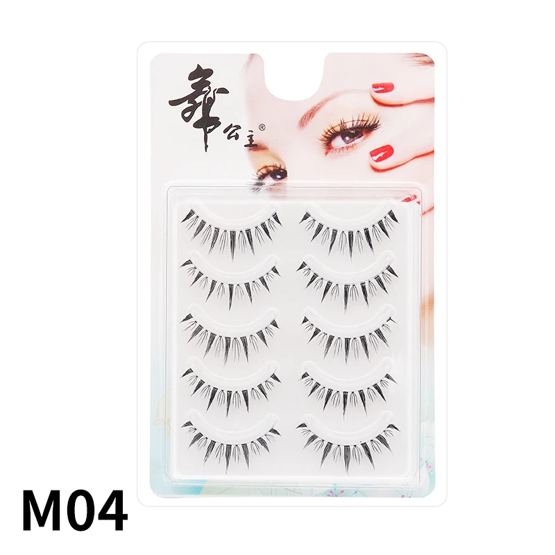 5 Paar Anime-Wimpern mit transparentem Stiel, unsichtbare Manga-Wimpern, natürliche falsche Wimpern für Make-up – Detail 19