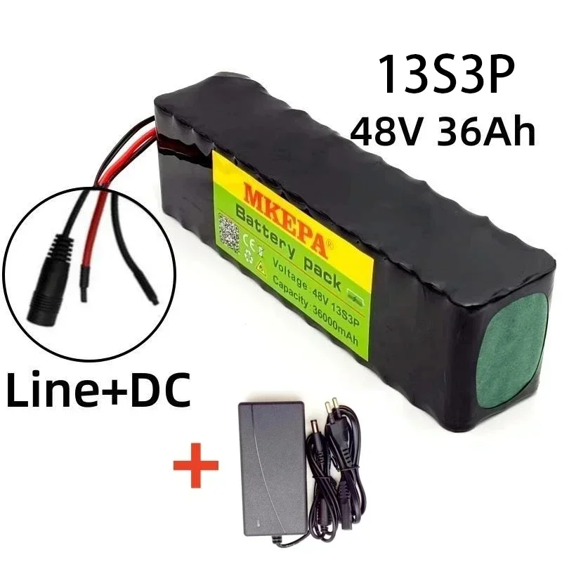 48v 36000mAh 1000w 13S3P Lithium Ion Battery Suitable for electric riding batteries BMS+52.6V 2A Charger