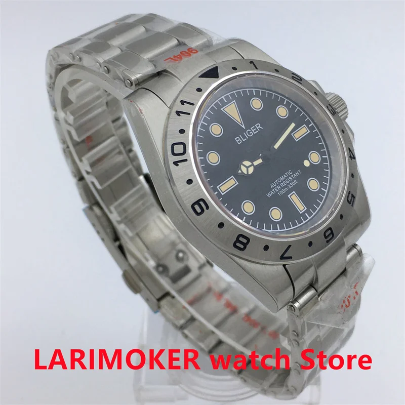 40mm NH35 미요타 PT5000 자동 패션 남성용 기계식 시계 레트로 다이얼 발광 사파이어 글라스 스테인리스 스틸 스트랩