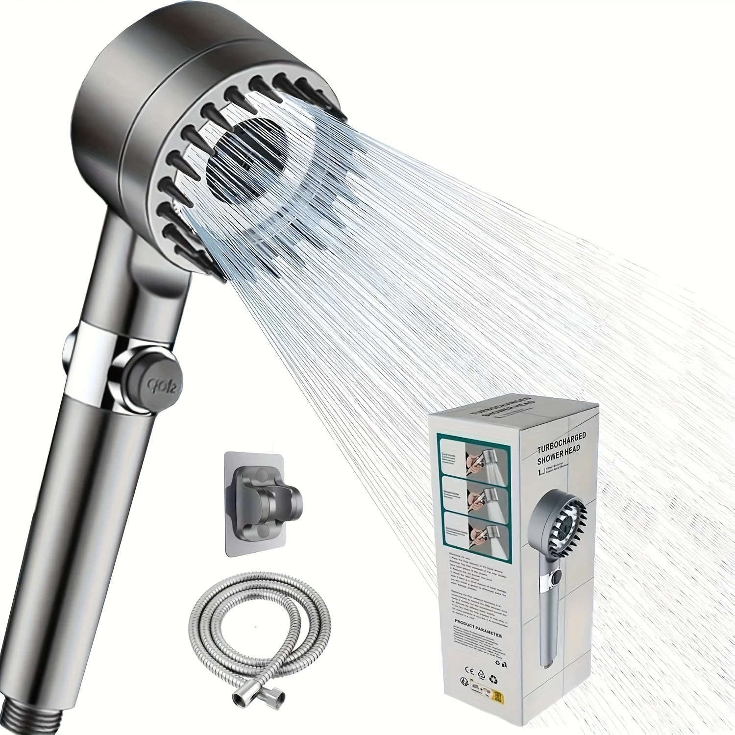 Handheld filter showerhead, high pressure water flow and multiple spray mode filter showerhead for power cleaning of hard water