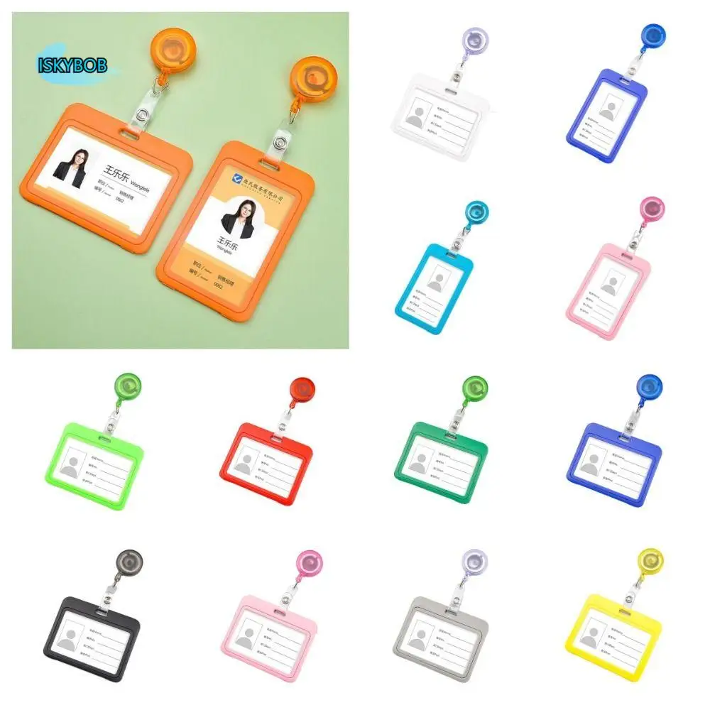 

Plastic Retractable Card cover Multicolor Solid Business Credit Card Holders Badge Holder Bus Pass Card Bus Card Cover Case