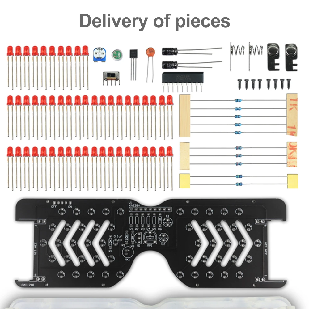 Lampu LED bercahaya, Kit produksi kacamata kontrol suara DIY Kit elektronik Diode lampu berkedip, perlengkapan solder las menyenangkan DIY