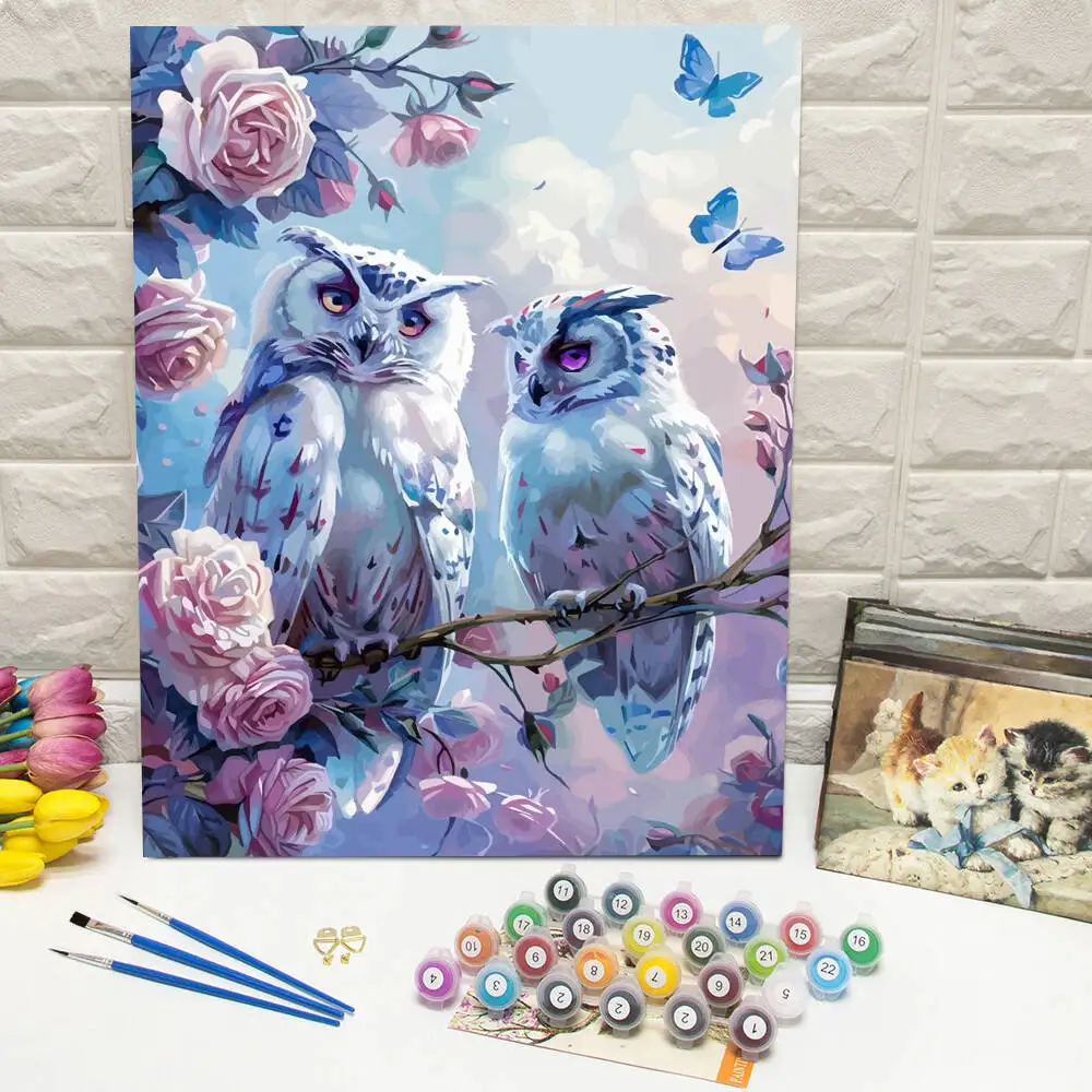 Ölgemälde nach Zahlen, Berglandschaft, DIY, digitale Malerei, Haus, Baum, Landschaft, Bild, Kunsthandwerk auf Leinwand, handgemaltes Geschenk