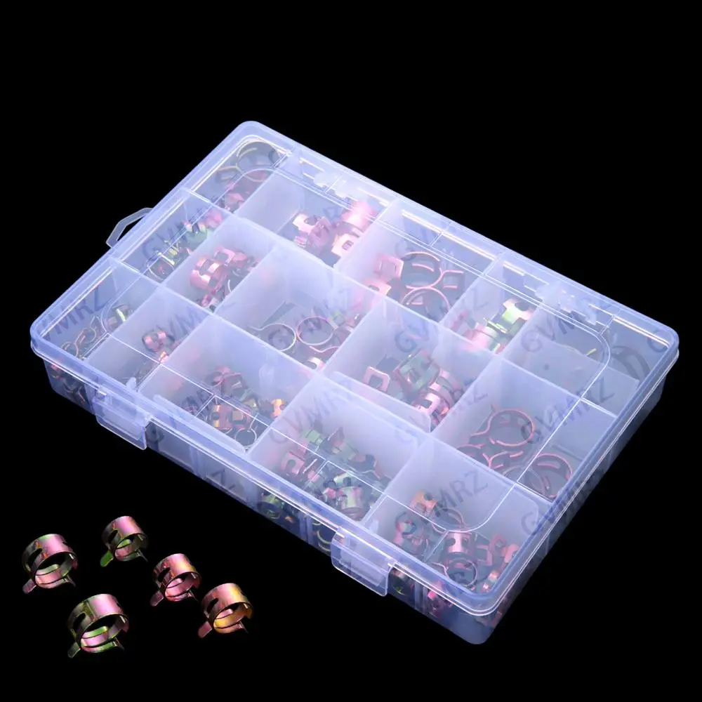 115PCS 6MM 7MM 8MM 9MM ~ 22MM color-plated zinc-plated elastic clamps metal pipe clamps elastic ring clamp kit 6MM 7MM 8MM