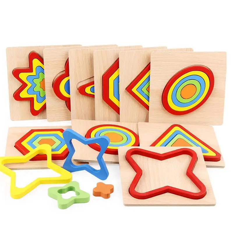 Puzzle di corrispondenza della forma Puzzle di forma geometrica Montessori colore e forme del bambino Puzzle di apprendimento giocattoli educativi per bambini regalo