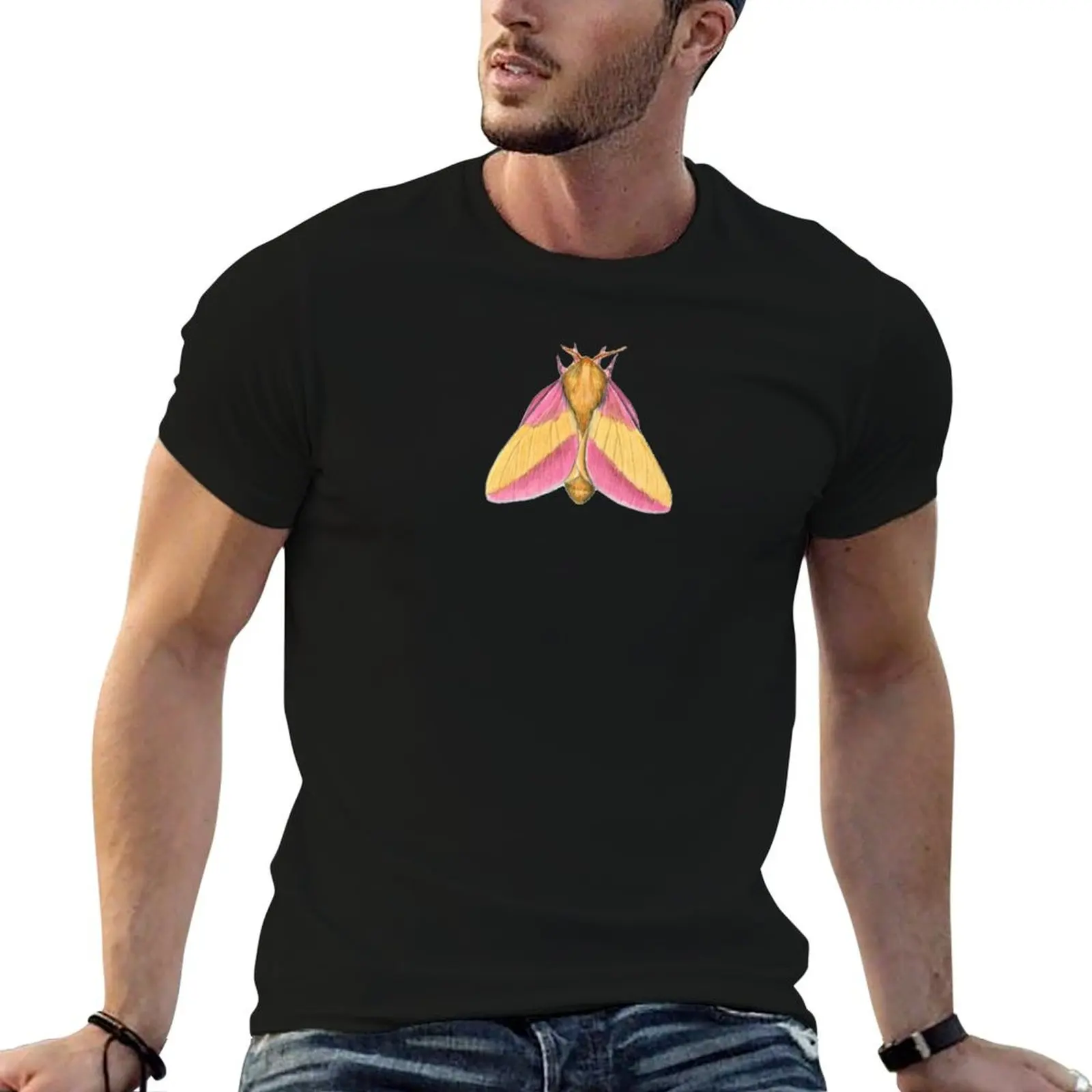 

Rosy Maple Moth 2 (Dryocampa rubicunda) T-Shirt t shirts designer black cotton t-shirt plain for man package T-Shirt