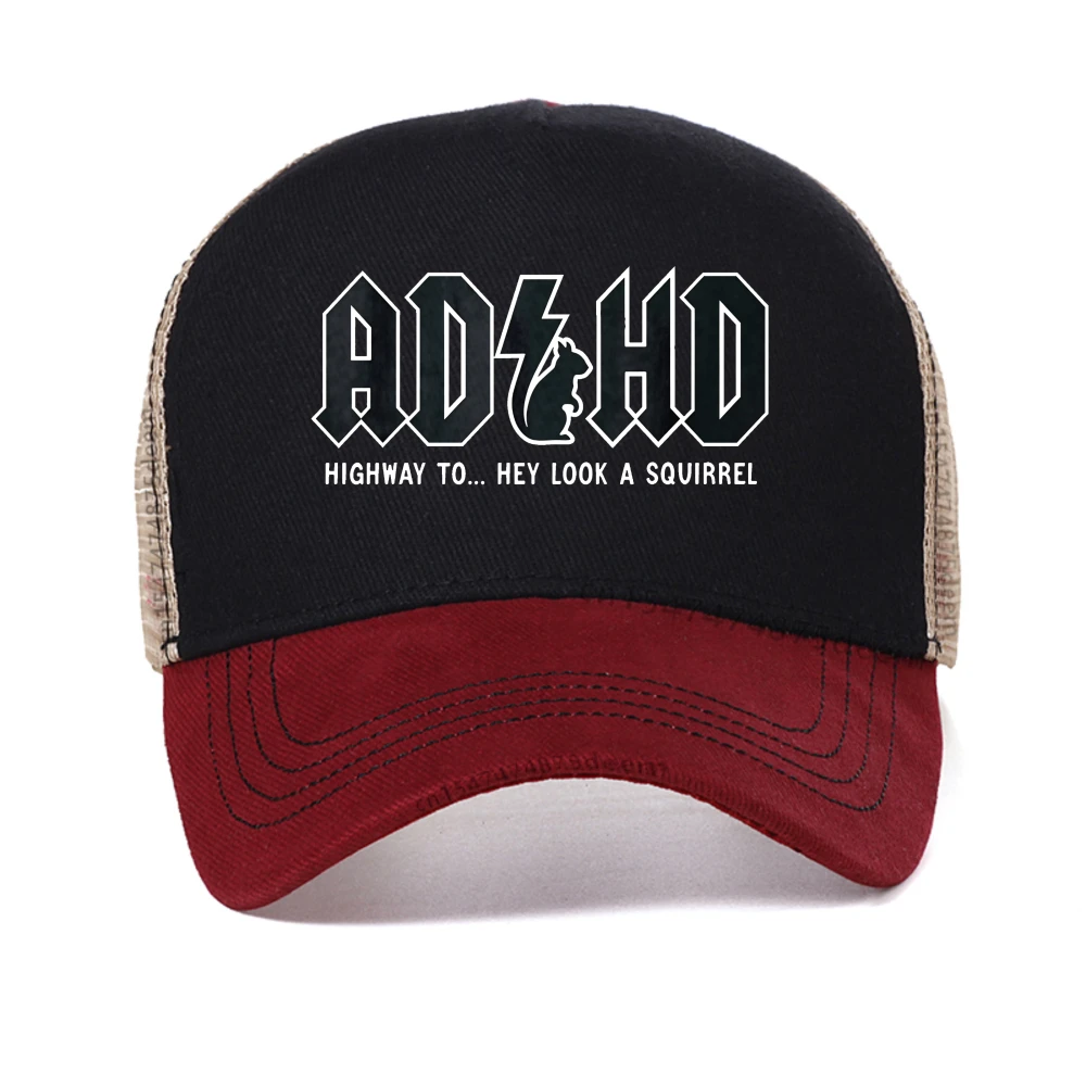 

ADHD Highway Hey Look A Squirrel man baseball cap Unisex mesh trucker hat casquette Women's cap