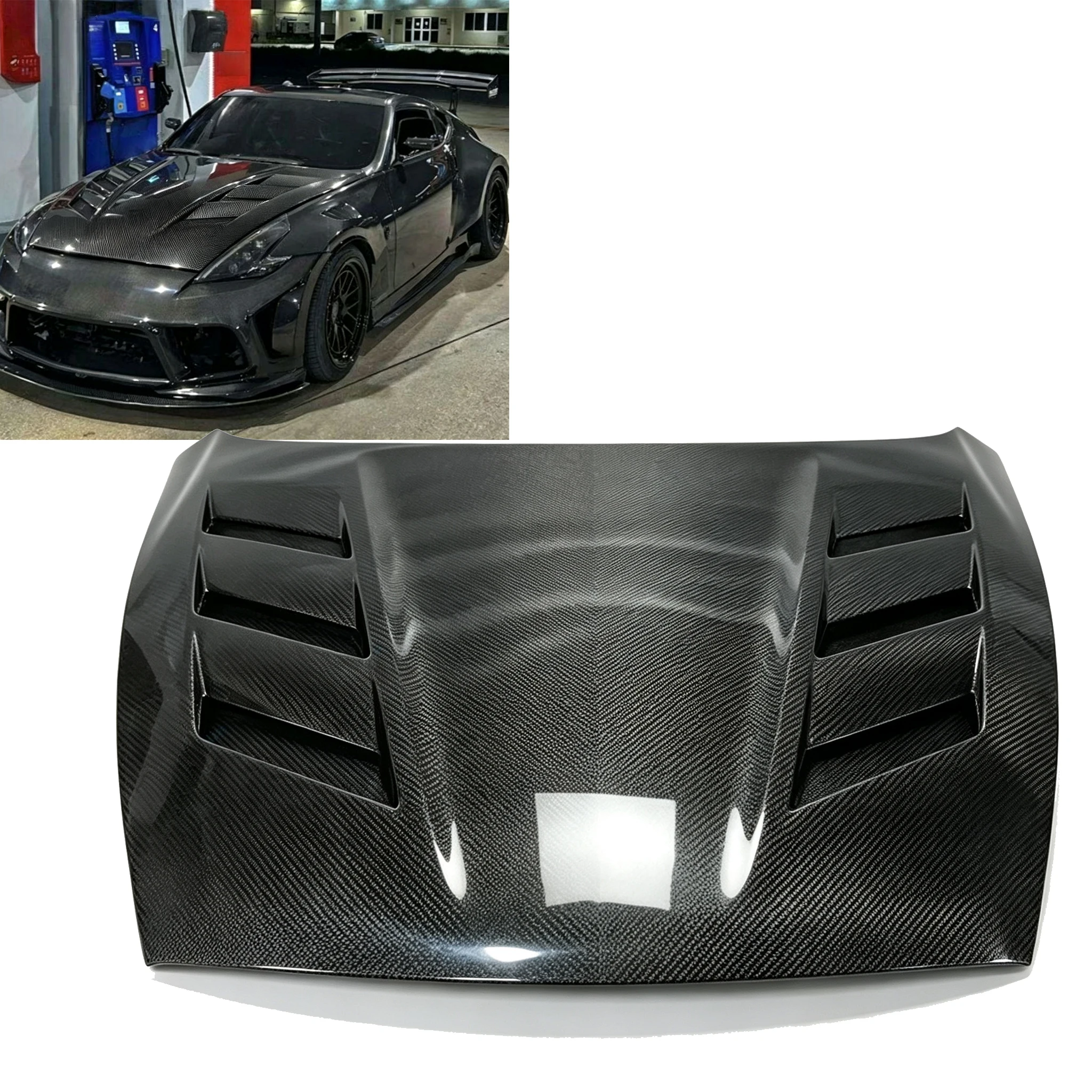 Factory Supply Carbon Fiber Vented Hood Fit Nissan Fairlady Z34 370Z 09-20 Lightweight Engine Bonnet Exterior Body Accessories