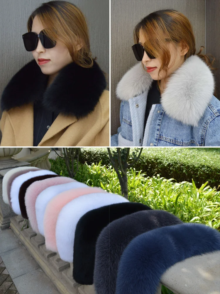 Fox Fur Collar Real Fur Square Collar Single Sell Fur Collar Square Collar Unisex Whole Skin Raccoon Dog Fur Winter Fur Scarf