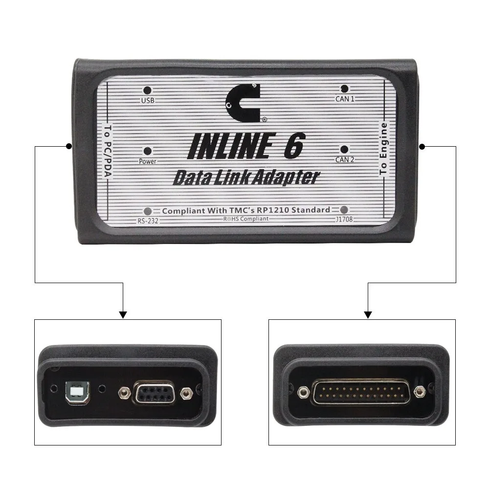 Diagnostic Tool For INLINE 6 V7.62 V8.7 Data Link Adapter Heavy Duty Truck For C- ummins Supports SAE J1708/J1587 and J1939/CAN