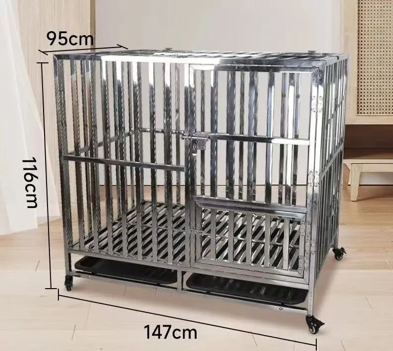 Foldable Stainless Steel Metal Dog Cage With Simple Animal Patterns, Pet Squeeze Injection Cage With Crate For Picking Up Pets.