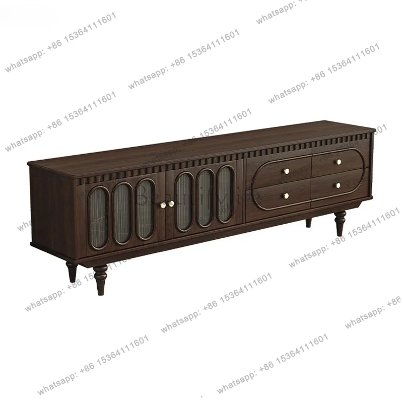 luxury retro pure solid wood coffee table TV cabinet combination living room full set of furniture