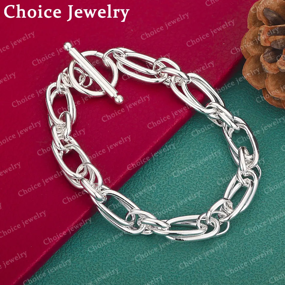 925 Sterling Silver Geometric Circular Chain TO Buckle Bracelet For Men and Women Fashion Jewelry Parties Unique Gifts