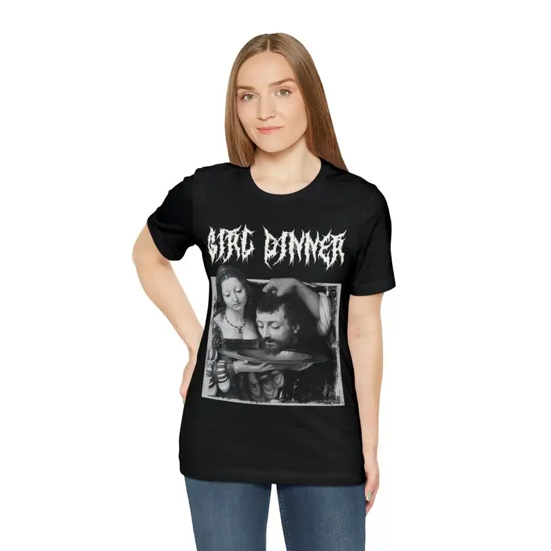 Girl Dinner T-shirt, Dark Humor Shirt, Funny Tshirt, Black Metal Tee, Feminist Shirt, Classic Art Tee, Witchy Shirt