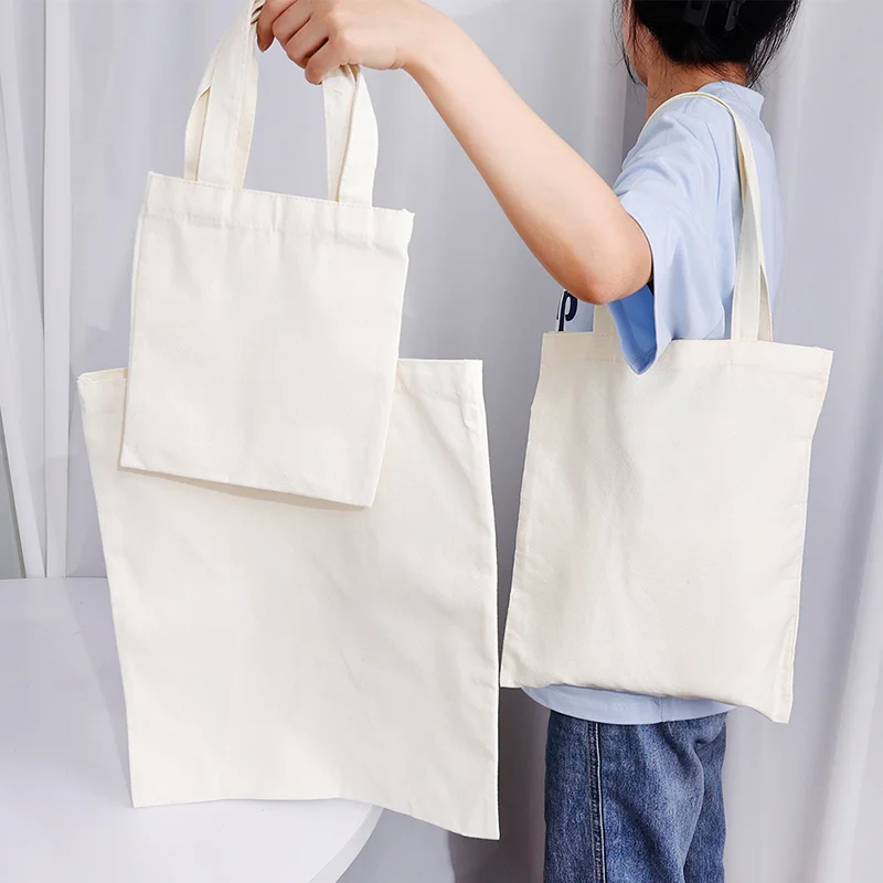 Casual Large Capacity Canvas Bag Shoulder Bags Shopper Fashion EcoTote Cotton Cloth Reusable DIY Linen Handbags for Women Man