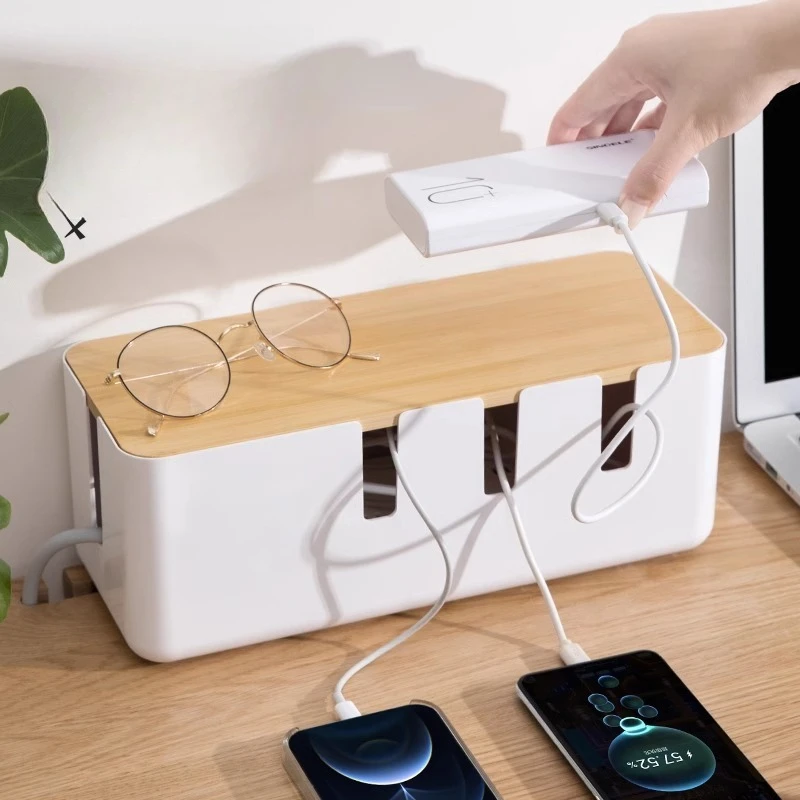 Power Strip Storage Box Desktop Cable Hub Dustproof Wire Organizer For Charger Data Cable Power Cord Socket Hider Box