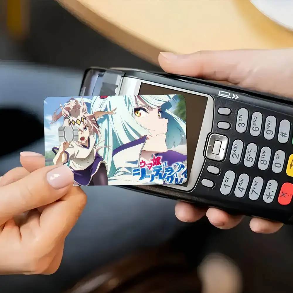 Uma Musume Cinderella Gray Card Stickers Waterproof 4PCS Credit Film Skin Cover Debit Front Decoration Commuter Pass