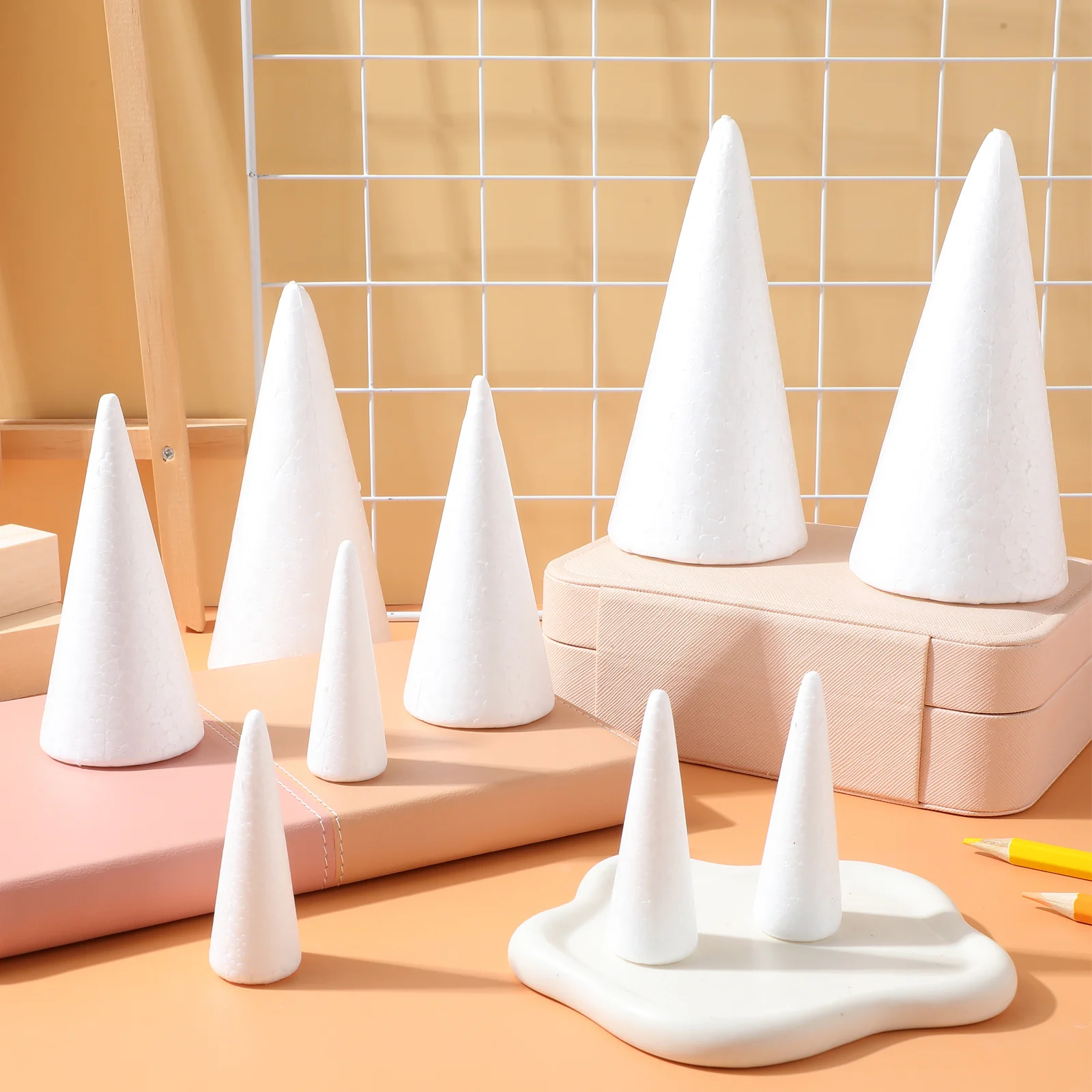 

15Pcs Foam Cones Set for Christmas Crafts Kindergarten Activities Drawing Ornaments Adorable Decorative Art Creative Fun