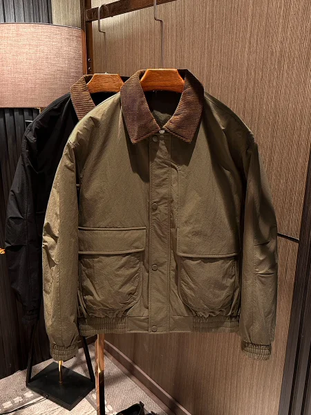 

Мужская повседневная куртка из полиэфирного волокна с отложным воротником и застежкой-молнией, вельветовая отделка, высококачественная рабочая одежда