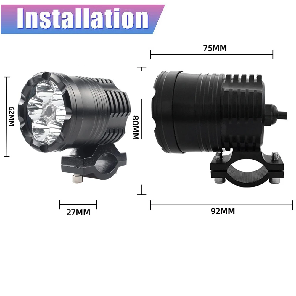 2PCS 60W Additional Led Headlights for Motorcycle Universal Moto Spotlight LED Motorcycle Headlight Auxiliary 12V 24V Car Lamp