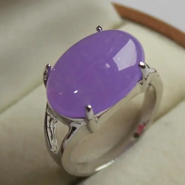 Nice jewelry lady's beautiful purple Natural jade silver plated ring 6/7/8/9#