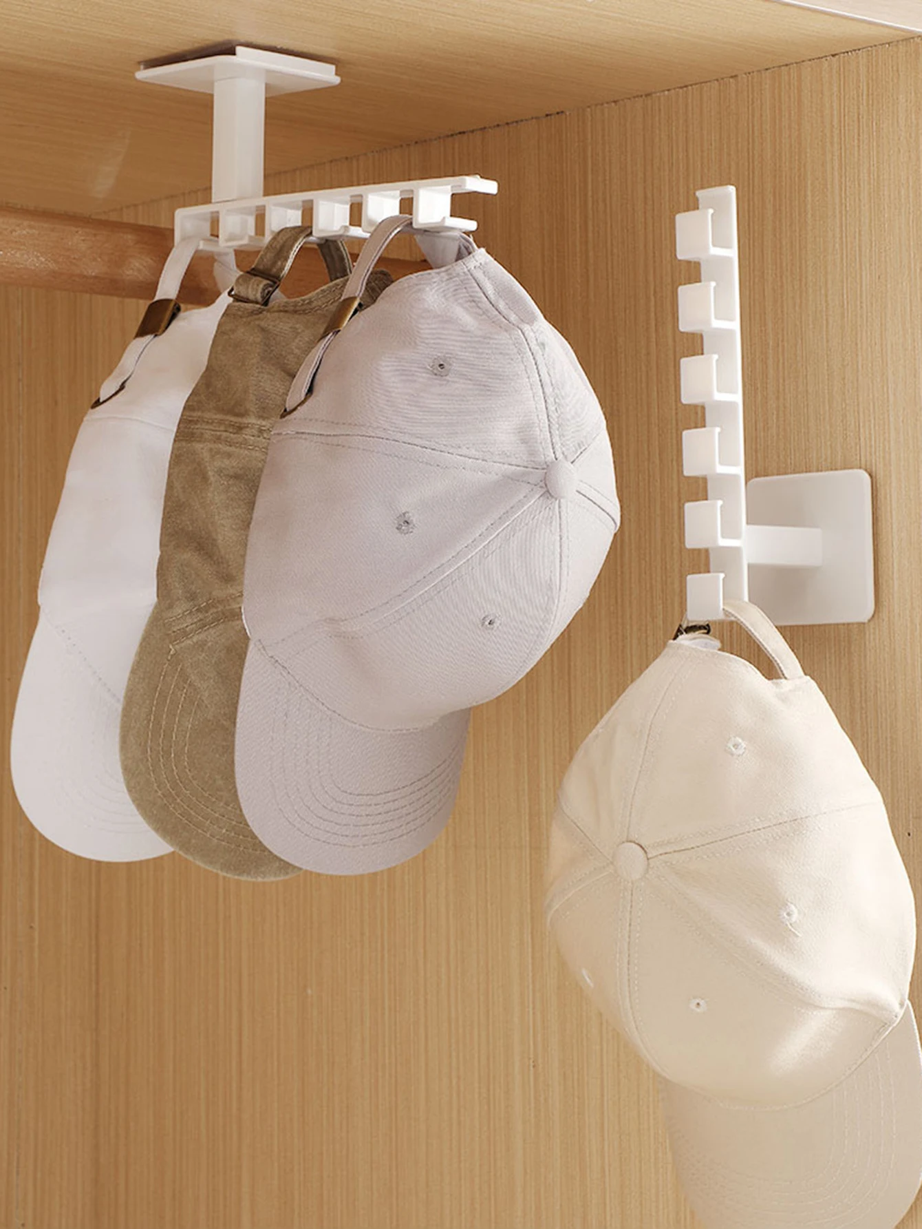 1pcs Wardrobe hat storage hook, home wall mounted non perforated bag hook, hair accessories storage rack