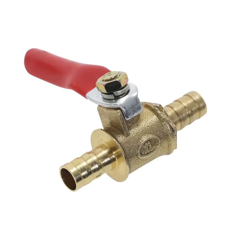 

red handle Valve 6mm-12mm Hose Barb Inline Brass Water Oil Air Gas Fuel Line Shutoff Ball Valve Pipe Fittings