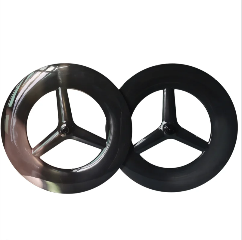 QORA 3 Spokes Disc Brake Wheelset 700C Carbon Wheelset Clincher&Tubular Ratchet System Center Lock Hub